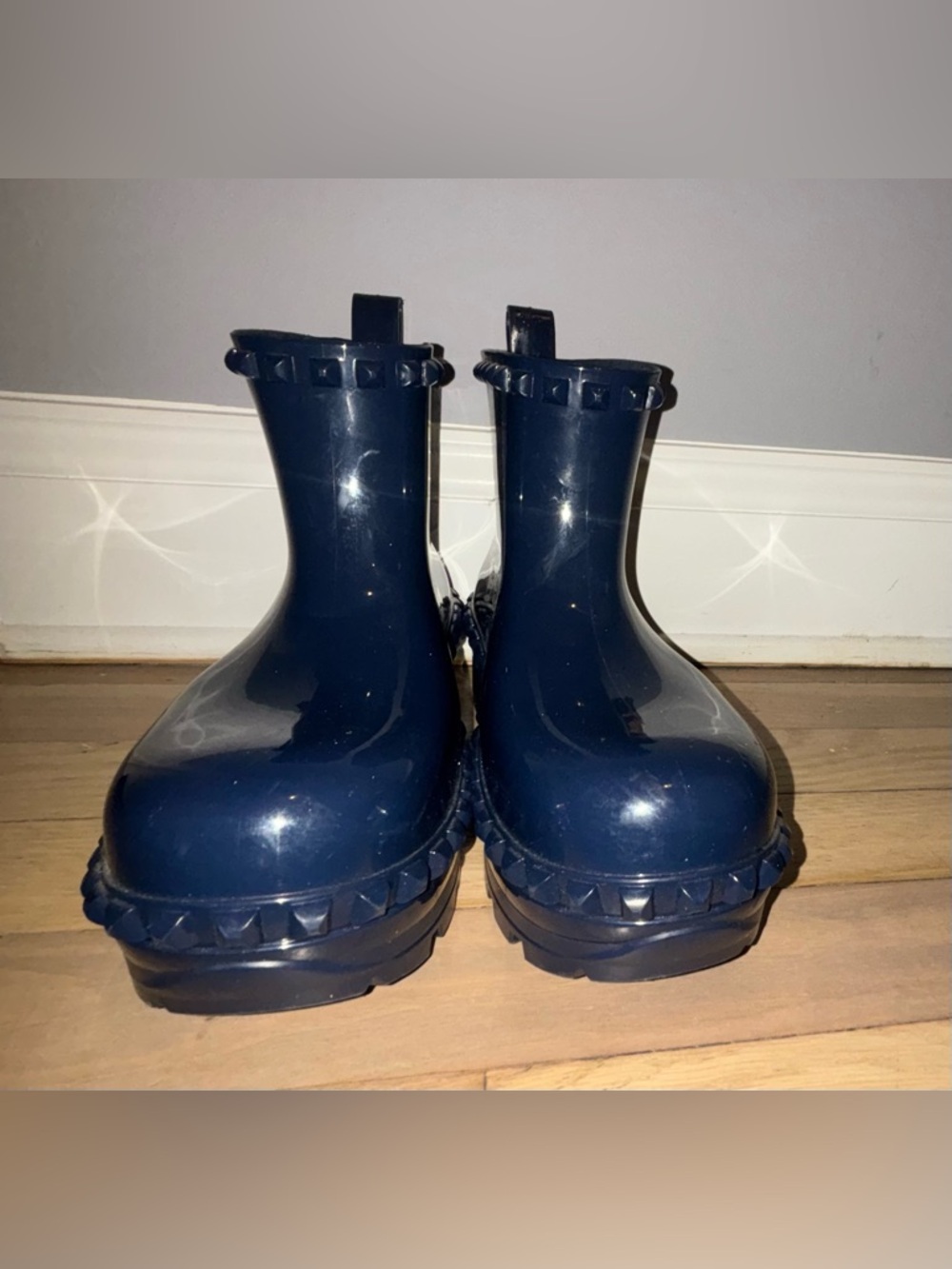 Carmen Sol- Graziano Jelly Studded Rain Boots. Navy